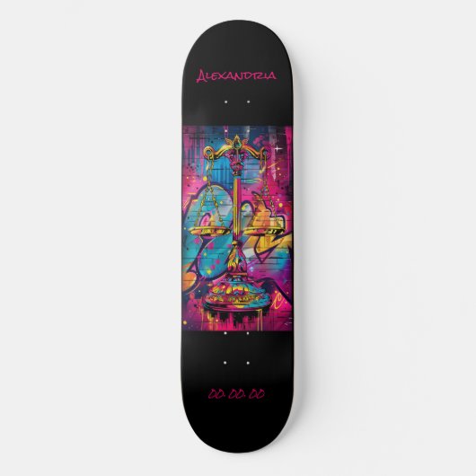 Libra Astrologie Grafitti Personalisiert Skateboard (Vorderseite)
