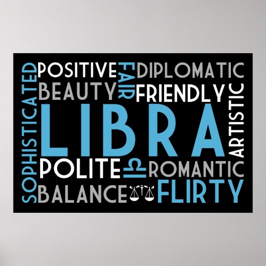 Libra Astrologie Word Collage Print Poster (Vorne)