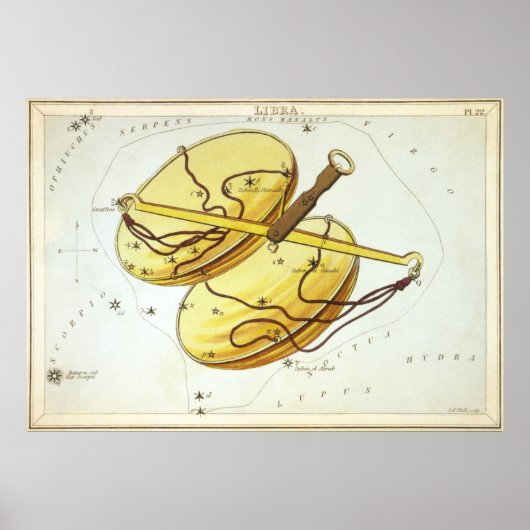 Libra Astrologisch Zeichnend Poster (Vorne)