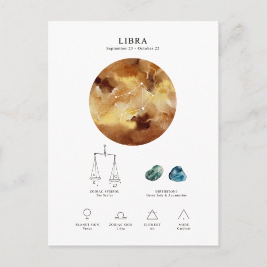 Libra Astrologisches Zeichen Postkarte (Vorderseite)