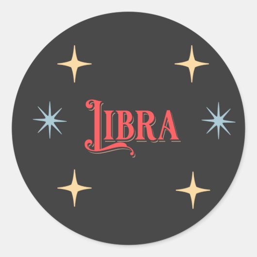 Libra Astrologisches Zeichen Runder Aufkleber (Vorderseite)