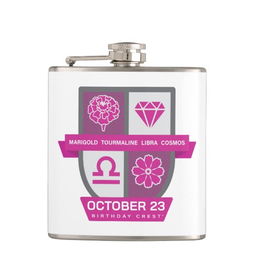 Libra Birthday Crest™ for October 1-23 Flachmann (Vorderseite)