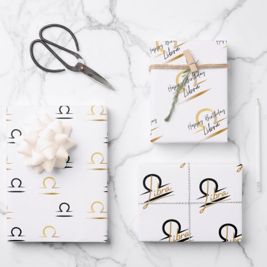 Libra Birthday Geschenkpapier Set (Vorderseite)