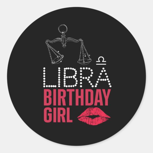 LIBRA BIRTHDAY GIRL RUNDER AUFKLEBER (Vorderseite)