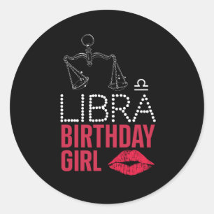 LIBRA BIRTHDAY GIRL RUNDER AUFKLEBER