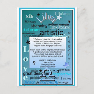 LIBRA BIRTHDAY POSTKARTE