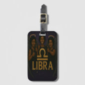 Libra Black Angel Zodiac Gepäckmarke Gepäckanhänger (Vorderseite Vertikal)