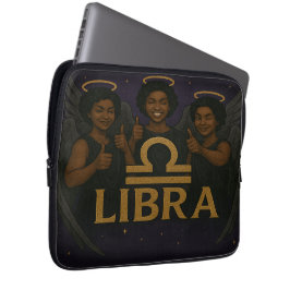 Libra Black Angel Zodiac Laptop Sleeve