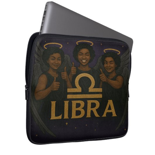 Libra Black Angel Zodiac Laptop Sleeve (Vorne Rechts)