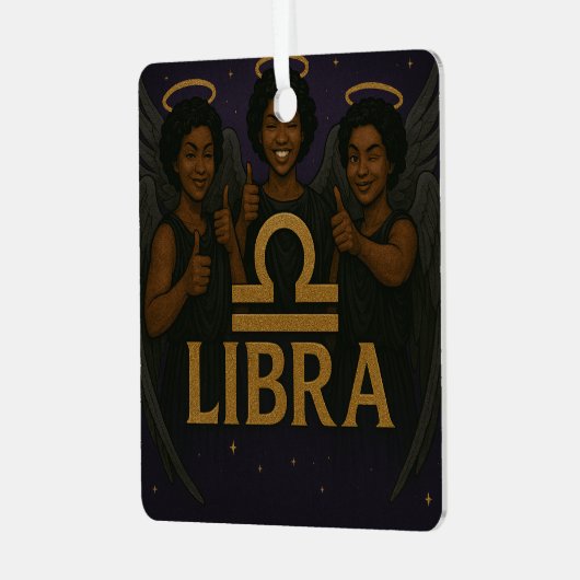 Libra Black Angel Zodiac Ornament (Vorderseite links)