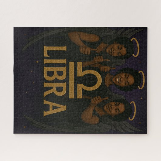 Libra Black Angel Zodiac Puzzle (Horizontal)