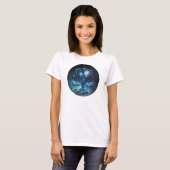 Libra Blue and Black Watercolor Zodiac T - Shirt (Vorne ganz)