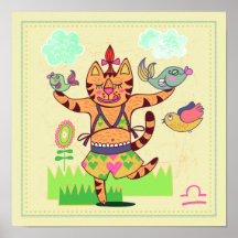 Libra Cat Zodiac Kinderzimmer Print