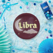 Libra Celestial Moon Cloud Stars Astrologie Kunst Pappteller (Party)