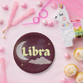 Libra Celestial Moon Cloud Stars Astrologie Kunst Pappteller (Party)