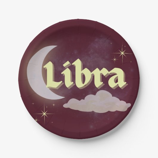 Libra Celestial Moon Cloud Stars Astrologie Kunst Pappteller (Vorderseite)