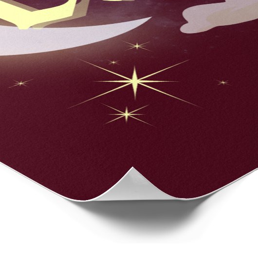 Libra Celestial Moon Cloud Stars Astrologie Kunst Poster (Ecke)