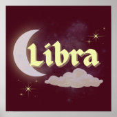 Libra Celestial Moon Cloud Stars Astrologie Kunst Poster (Vorne)