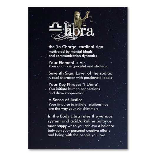 Libra Center-Tischkarte Tischnummer (Rückseite)