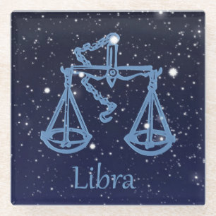 Libra Constellation and Zodiac Sign with Stars Glasuntersetzer