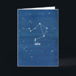 Libra Constellation Happy Birthday Friend Karte<br><div class="desc">Eine Geburtstagskarte mit dem Sternbild der Libra im Nachthimmel mit indigofarbenem Waschhintergrund. Spaß Geburtstagsgrüße an einen Libra Freund zu senden. Die anderen Sternzeichen finden Sie auf einer Vielzahl von Artikeln in meinem Shop.</div>