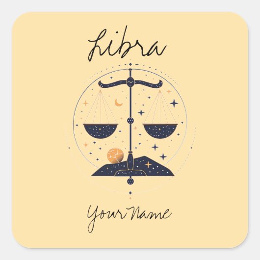 Libra Constellation Line Art Quadratischer Aufkleber (Vorderseite)