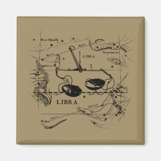 Libra Constellation Map Hevelius Dekor 1690 Magnet (Vorne)
