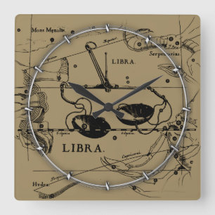 Libra Constellation Map Hevelius Dekor 1690 Quadratische Wanduhr
