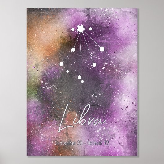 Libra Constellation Zodiac Signierung Lila Galaxie Foliendrucke (Vorderseite)
