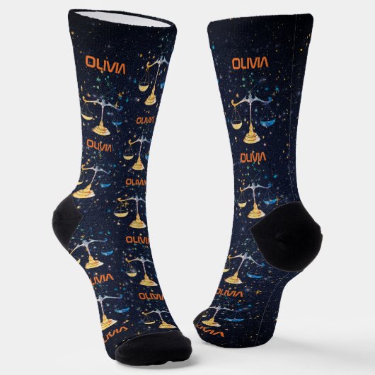 Libra Constellation Zodiac Watercolor Sternengalax Socken (Gewinkelt)
