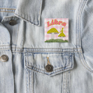 Libra Cottagecore Ästhetik Feen Pilz Kunst Button