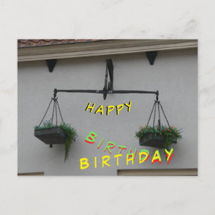 Libra Cust. Text Happy Birthday Postcard Feiertagspostkarte