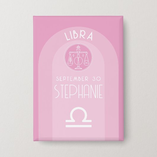 Libra Custom Birthdate - Zodiac - Modernes Design Button (Vorderseite)