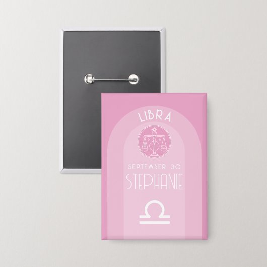Libra Custom Birthdate - Zodiac - Modernes Design Button (Vorderseite/Rückseite)