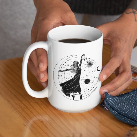 Libra Dancing Girl 15oz Black Rim Tasse