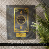 Libra Dark Zodiac Astrologie: Schwarzer Goldname Wandteppich