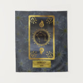 Libra Dark Zodiac Astrologie: Schwarzer Goldname Wandteppich (Vorderseite)