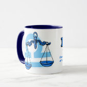Libra Die blau-weiße astrologische Tasse (Vorderseite Links)