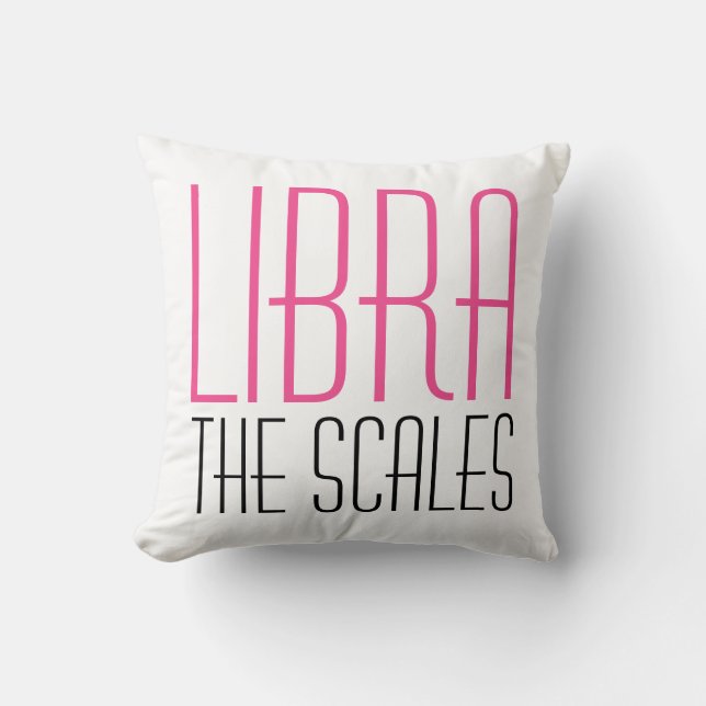 Libra Die Scales Initials Typografie White Zodiac Kissen (Vorderseite)