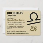 Libra, Die Skalen, Zodiac-Sternzeichen, Geburtstag Einladung (Vorderseite)