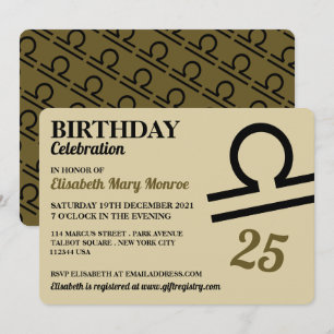 Libra, Die Skalen, Zodiac-Sternzeichen, Geburtstag Einladung