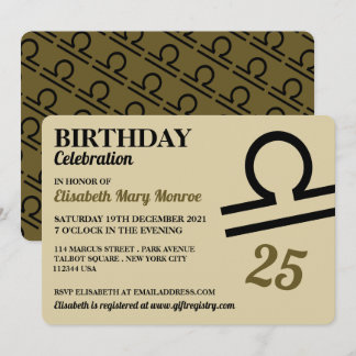 Libra, Die Skalen, Zodiac-Sternzeichen, Geburtstag Einladung