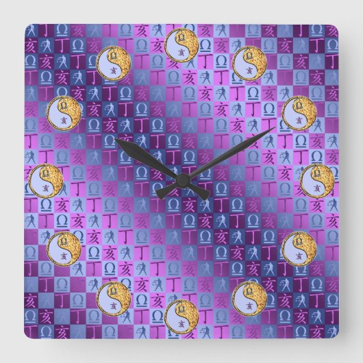 Libra & Fire Boar Quadratische Wanduhr (Vorderseite)