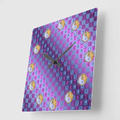 Libra & Fire Boar Quadratische Wanduhr (Winkel)