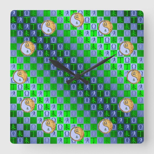 Libra & Fire Goat Quadratische Wanduhr (Vorderseite)