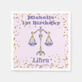 Libra First Birthday & Gold Confetti Serviette (Vorderseite)