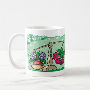Libra florale Waagen mit einem Gewicht von Blume Kaffeetasse