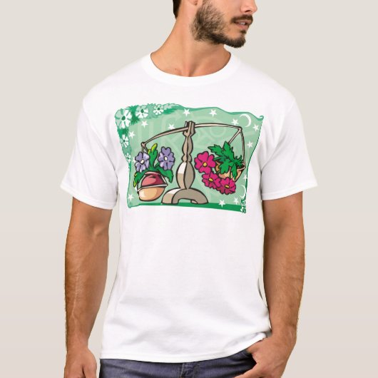 Libra florale Waagen mit einem Gewicht von Blume T-Shirt (Vorderseite)