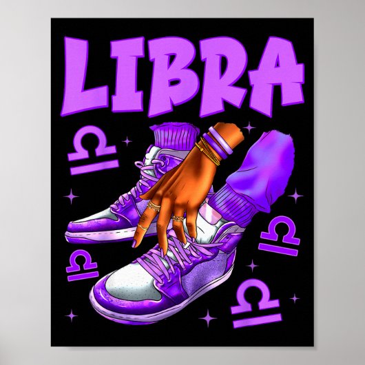 Libra Girl Birthday Black Woman Sneakers Zodiac Si Poster (Vorne)