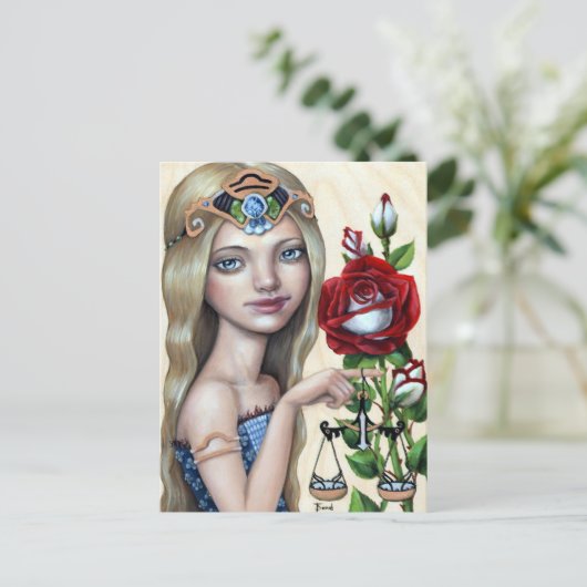 Libra Girl Postkarte (Stehend Vorderseite)